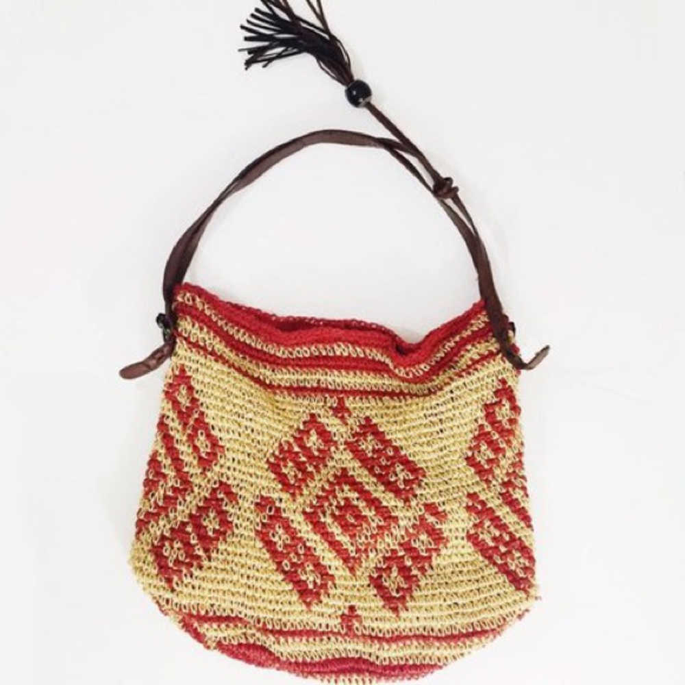 Lucky brand boho straw purse bag
